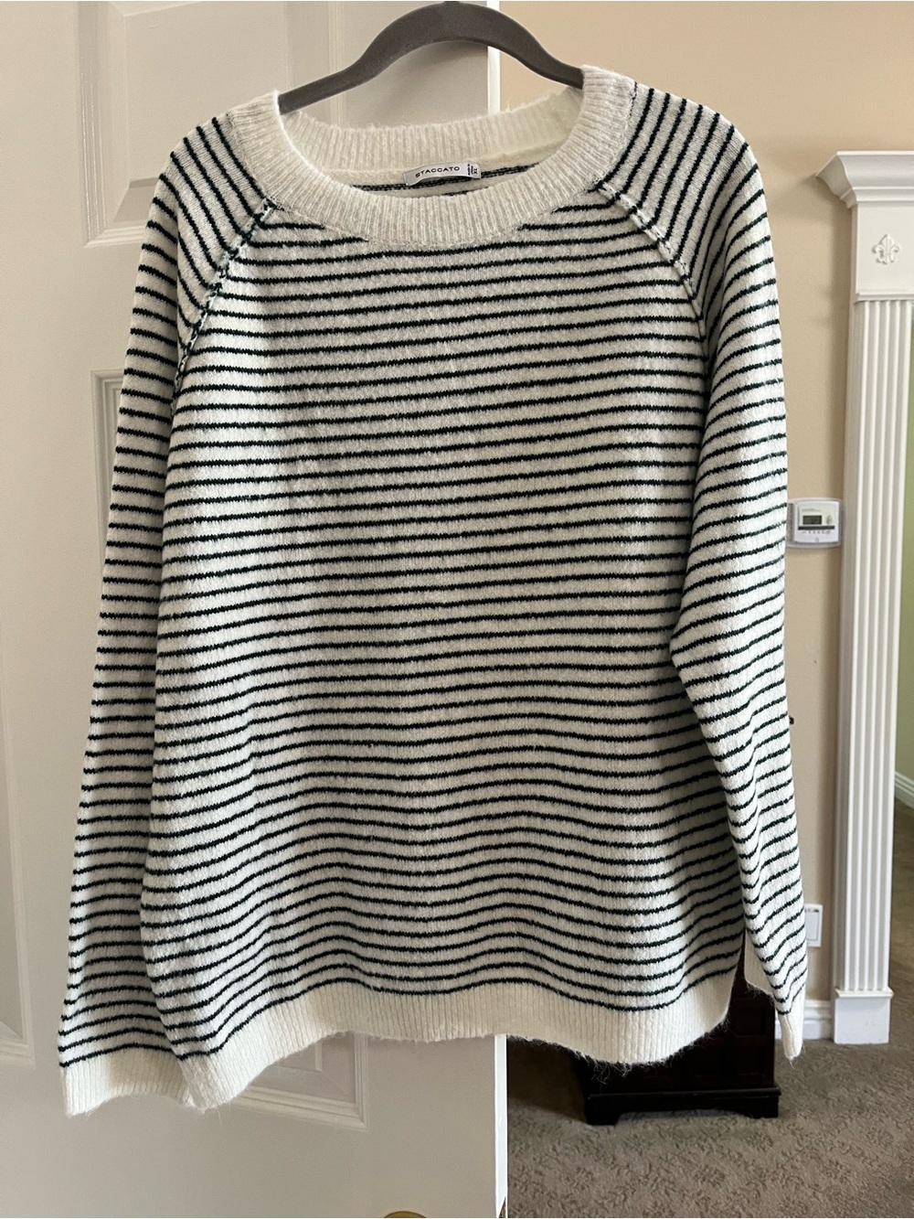 Staccato Green & White Striped Crewneck Sweater